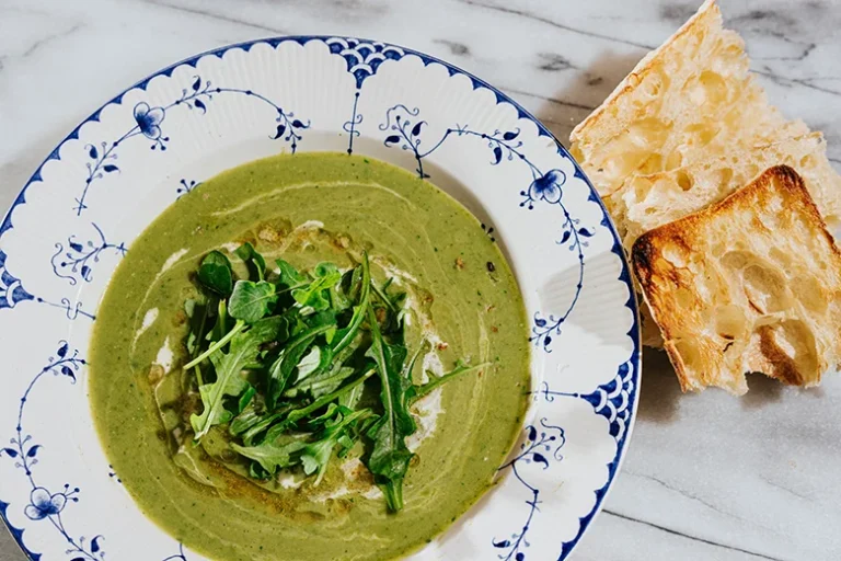 Potato and Greens Soup with Garlic Butter